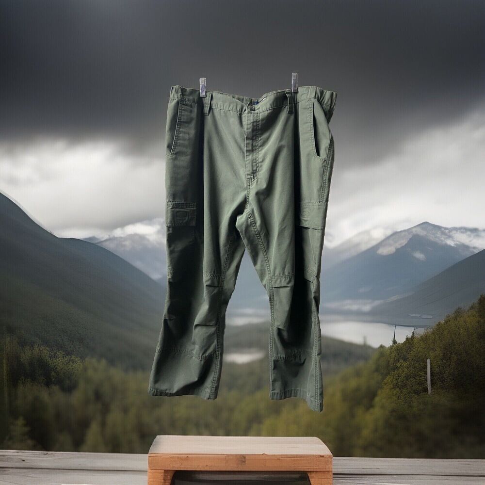 LAPG Tactical Pants Mens 42 x 25 Cropped Cargo Shorts Army Green Canvas